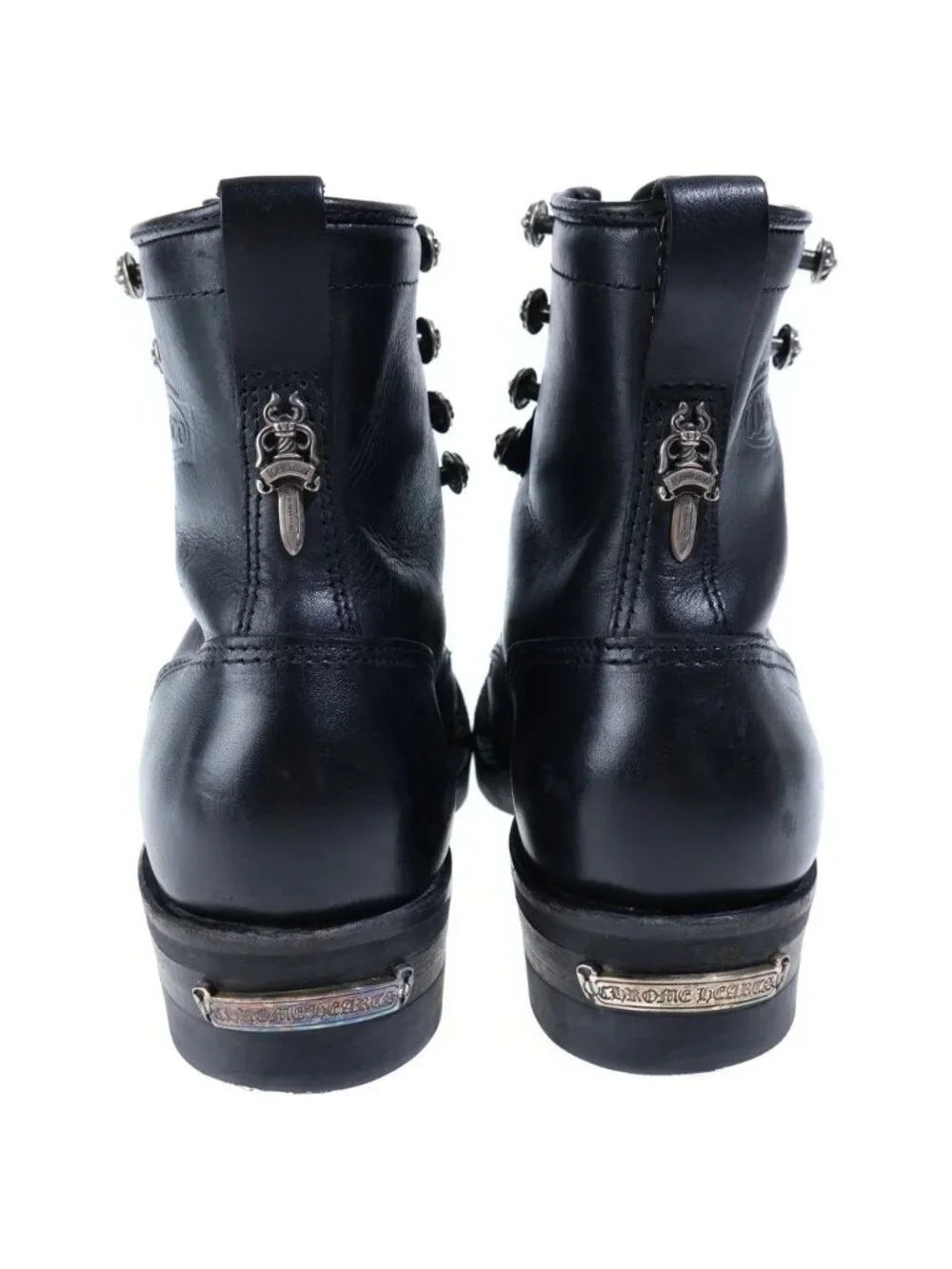 Chrome Hearts Wesco Jobmaster Leather Blade Lace-up Boots Black